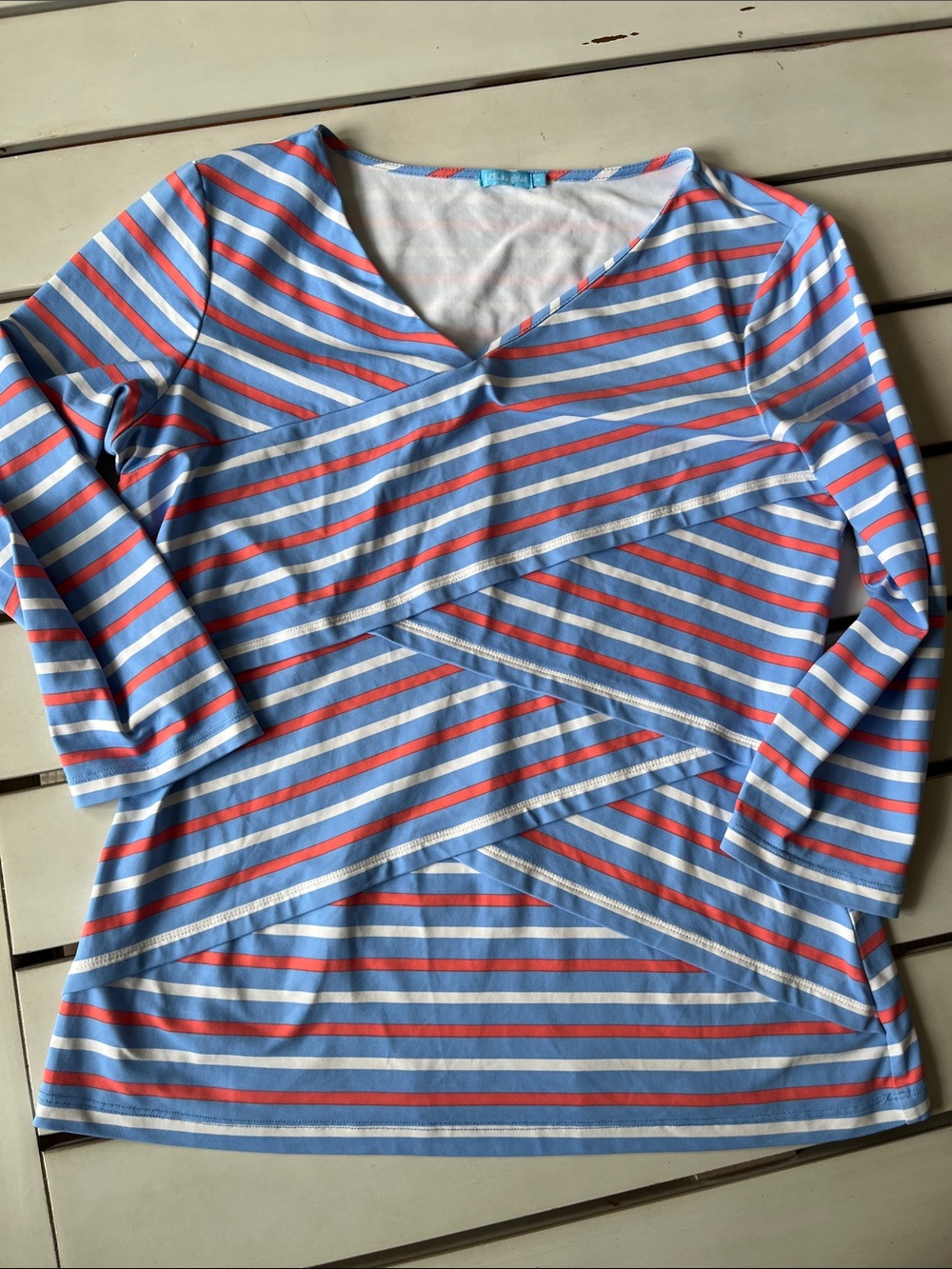 J McLaughlin V Neck 3/4 Sleeve Top Sz Medium